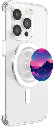 Vista 3 de Colorful Vaporwave Landscape Synthwave PopSockets MagSafe PopGrip for iPhone
