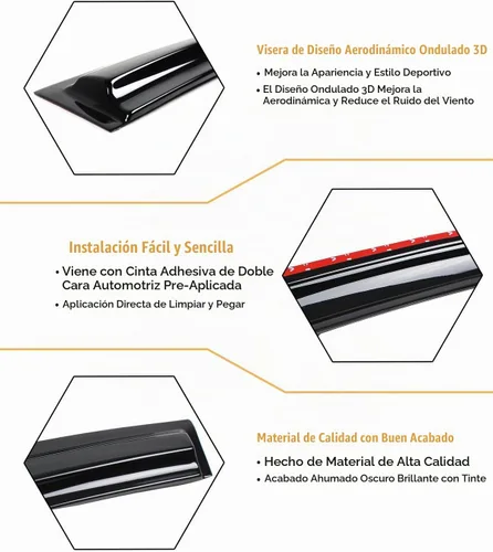 Vista 4 de Se adapta a Acura TSX CL8 Euro-R JDM 2004-2008 Deflector Parasol de Ventana Estilo Ondulado 3D Protector contra Lluvia