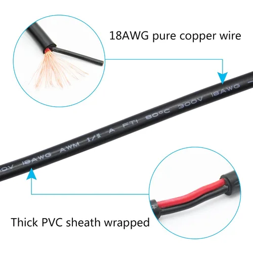 Vista 4 de Cable de extensión de alimentación de 9 pies - 0.217 in x 0.083 in, 18AWG, ángulo recto de 90 grados DC 5521 macho a hembra, cable de alimentación