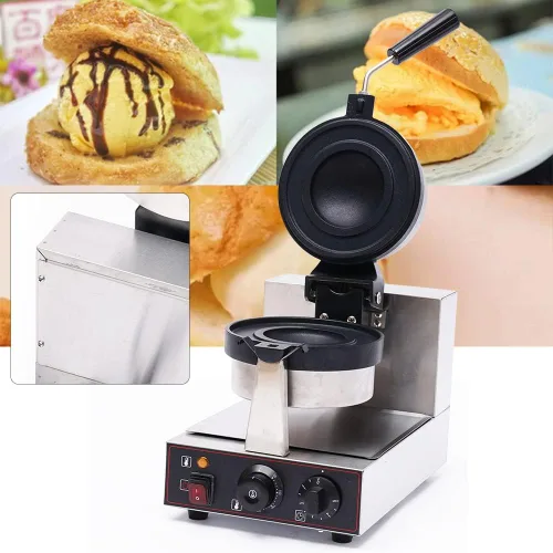 Vista 2 de Hamburguesa eléctrica de 1000 W, prensa de hamburguesas Panini, máquina de cocción de hamburguesas eléctricas antiadherentes, máquina de prensa
