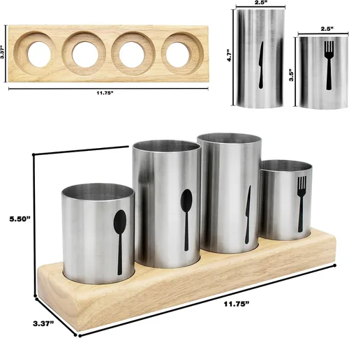 Vista 3 de Sorbus Soporte para utensilios, soporte vertical para cubiertos con organizador para cucharas, cuchillos y tenedores, entretenimiento, organizador