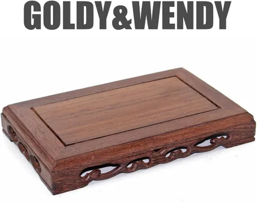 Vista 2 de GOLDY&WENDY - Pedestal rectangular para manualidades con base de madera maciza JiChi Wood Display Stand Home Decoration, Carved Art, Display Stand