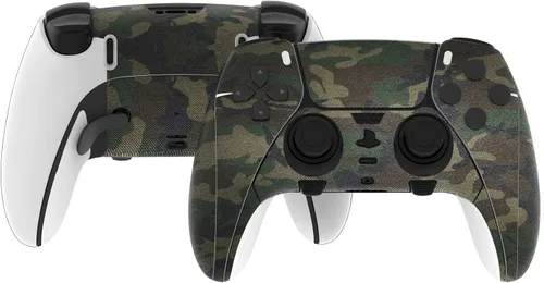 Vista 6 de PlayVital 2 Set Skin Decals Sticker for ps5 Edge Wireless Controller, Custom Vinyl Decal Skins Wrap Cover for ps5 Edge Controller - Army Green