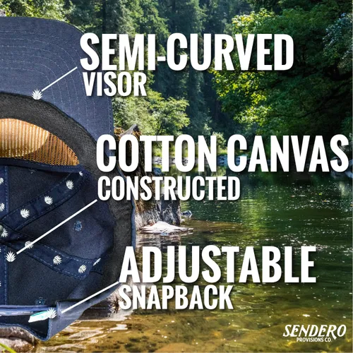 Vista 4 de Sendero Provisions Co. Sombrero Snapback ajustable al aire libre con diseño bordado Bad to The Bone (negro), Azul
