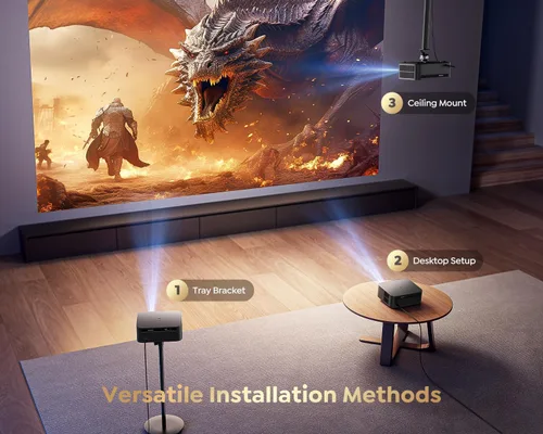 Vista 6 de Proyector inteligente con WiFi 6 y Bluetooth de [1500 ANSI/Google TV/Control de voz], compatible con 4K, Proyector de películas al aire libre