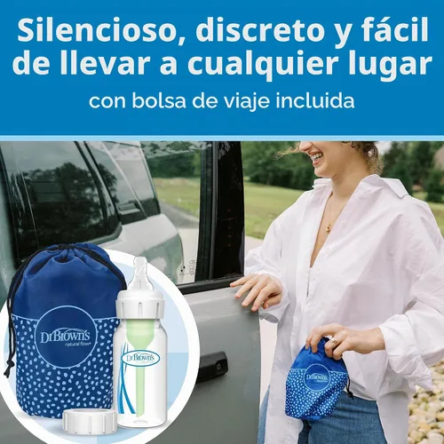 Vista 6 de Dr. Brown's Extractor de leche de una pieza de silicona 100% silicona, colector de leche materna manos libres con opciones anticólicos + biberón