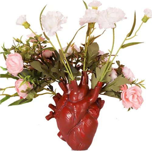 Vista 8 de Florero anatómico con forma de corazón, florero creativo de corazón humano, florero de resina, adorno de escritorio, escultura de resina, estante