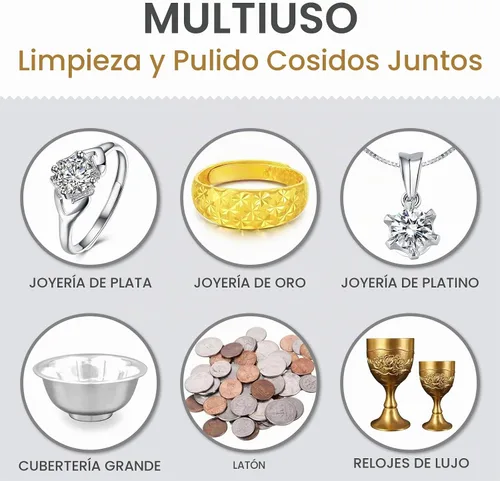 Vista 5 de 2 paños de limpieza profesionales grandes para joyas, 100% algodón, multicapa de doble cara, paño de limpieza de joyas para joyas de oro, plata
