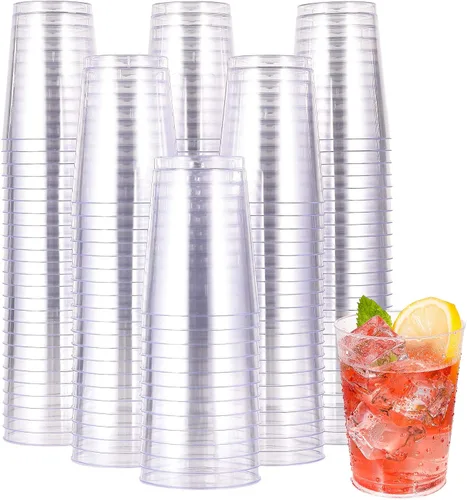 Vista 11 de JOLLY CHEF Vasos de plástico desechables transparentes de 10 onzas, paquete de 50 vasos de plástico transparente, vasos de fiesta resistentes, vasos