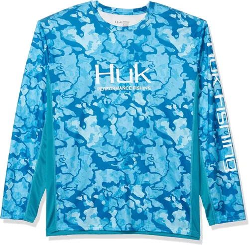 Vista 57 de HUK Camisa de manga larga Icon X para hombre, camisa de pesca de alto rendimiento Azul celeste