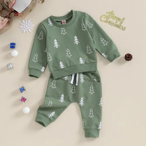 Vista 6 de Engofs Conjunto de sudadera de manga larga para bebé niño y niña, 2 piezas, sudadera de manga larga para otoño e invierno