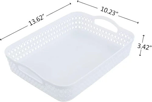 Vista 2 de Saedy Cestas de almacenamiento de papel blanco A4, bandeja organizadora de plástico, juego de 6