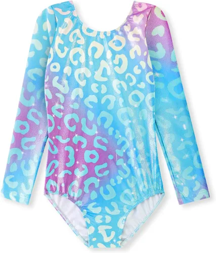 Vista 79 de HOZIY - Leotardos de manga larga para niñas, de gimnasia, para niños pequeños, trajes florales de unicornio, galaxia, arco iris, patrón de rayas