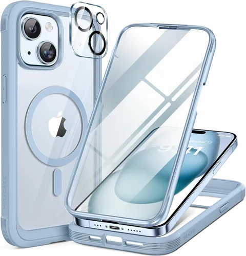 Vista 157 de Miracase - Funda magnética para iPhone 13 Pro Max de 6.7 pulgadas (compatible con MagSafe), transparente, completo, protector de pantalla de vidrio