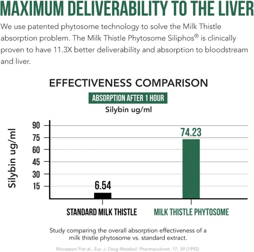Vista 3 de SoActive® Milk Thistle: fitosoma de cardo mariano 10 veces más eficaz, optimizado para silybina bioactiva esencial A & B Plus Bilear® extracto