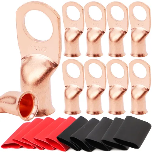 Vista 37 de TKDMR - Kit de 264 piezas de extremos de cable de batería, 132 piezas de terminales de anillo de lengüetas de cable de cobre resistentes AWG 8 6 4 2