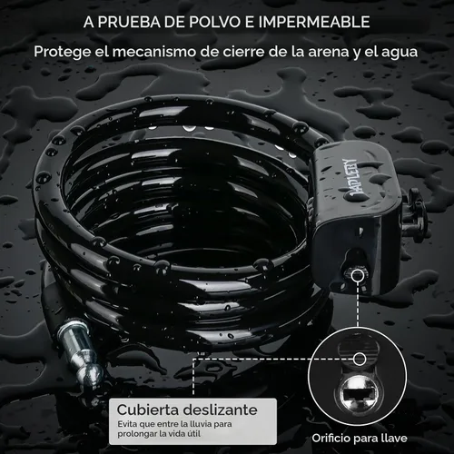 Vista 3 de Hapleby Candado Premium para Bicicleta con 2 Llaves, Candado de Cable Profesional para Bicicleta de 4 Pies, Cable de Candado para Bicicleta
