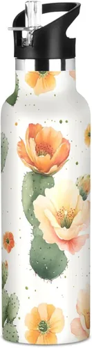 Vista 9 de Trendy Sunflower Oil Painting Style Leak Proof & BPA Free Sports Insulated Water Bottle With Straws Leak-proof Hot & Cold Double Walled for