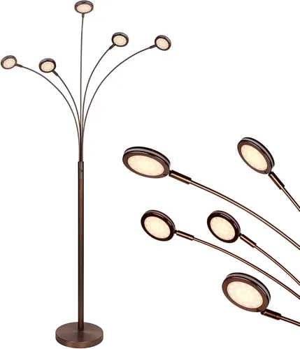 Vista 12 de Brightech Orion - Lámpara de pie de arco para sala de estar, lámpara de pie tipo árbol con 5 brazos ajustables, lámpara de pie de múltiples Níquel
