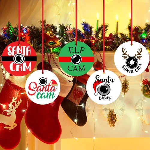 Vista 7 de Adorno de cámara de elfo de Navidad 2023 vigilancia reloj de Papá Noel colgante decoración de árbol de Navidad vacaciones te está mirando travieso