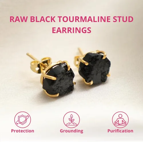Vista 11 de Gempires Natural Raw Prong Setting Stud Earrings, 8-10 mm Crystals Earring, Handmade Jewelry, Gift for Her