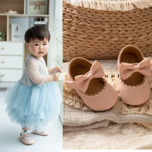Vista 3 de CENCIRILY Zapatos planos Mary Jane para bebés y niñas, antideslizantes, suela suave, para antes de caminar, zapatos de vestir de boda