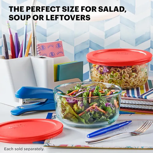 Vista 4 de Pyrex Simply Store - Recipiente de cristal para almacenamiento de alimentos, tapas de plástico sin BPA y no tóxicas de ajuste perfecto, apto