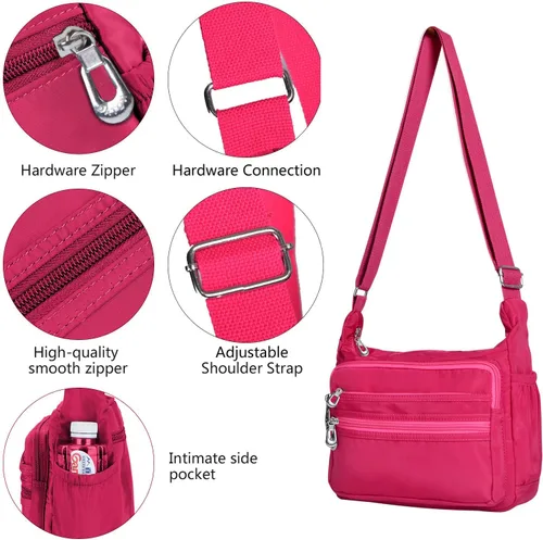 Vista 3 de Bolso bandolera impermeable para mujer, bolso bandolera de nailon, casual