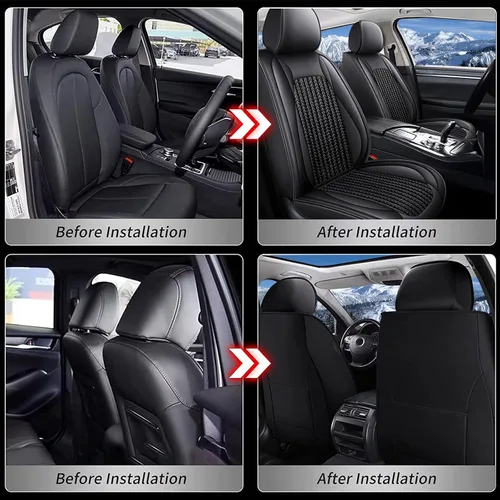 Vista 6 de TTX LIGHTING Fundas de asientos de auto compatibles con Cadillac STS 2013-2018 - Protectores de asientos de automóvil de cuero impermeable y seda