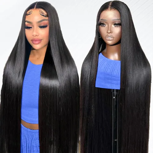 Vista 10 de 20 Pulgadas Pelucas de encaje frontal de cabello humano prearrancadas con cabello de bebé 200 de densidad Real cabello humano liso 13x4 HD Pelucas