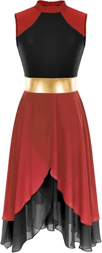 Vista 9 de Vestido de baile de alabanza litúrgica con bloques de color para mujer y túnica sin mangas Azul B
