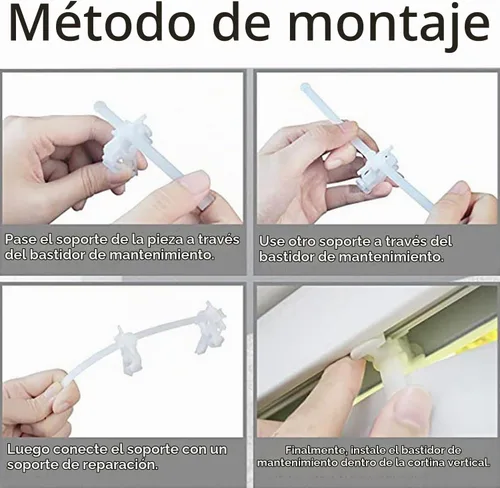 Vista 4 de Kit de soporte para reparación de persianas verticales, 10 piezas, color blanco