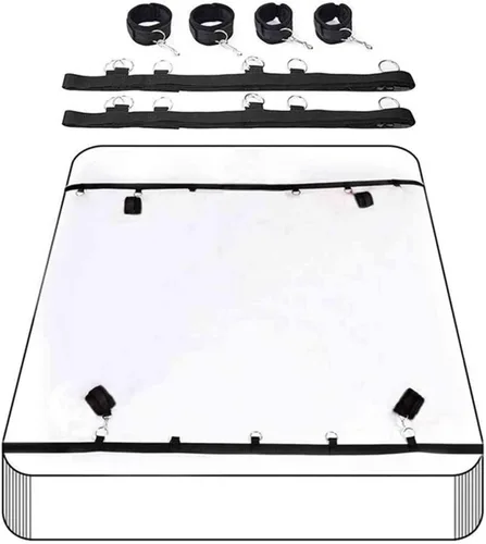 Vista 3 de Juego de amarres sexuales debajo del colchón para cama King para parejas, correas de cama de tamaño Queen para adultos, barra esparcidora