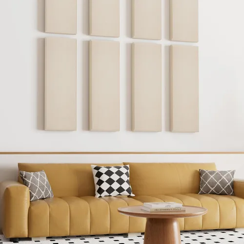 Vista 5 de TONOR 4 paneles acústicos grandes, 35.4″ × 11.8″ × 2.36″ panel de fibra de vidrio 3D a prueba de sonido con autoadhesivo completo, panel de pared