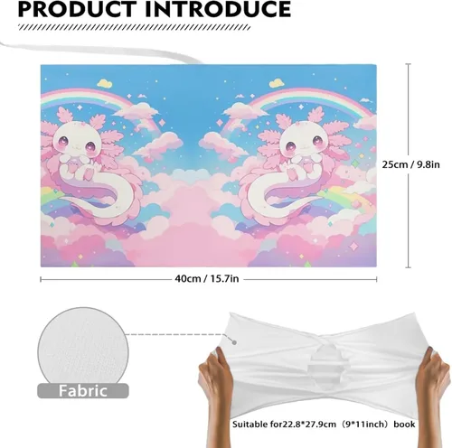 Vista 8 de FOR U DESIGNS Axolotl Rainbow Kawaii - Funda protectora personalizada para libros de tapa suave, 9 x 11 pulgadas, funda de tela elástica, lavable