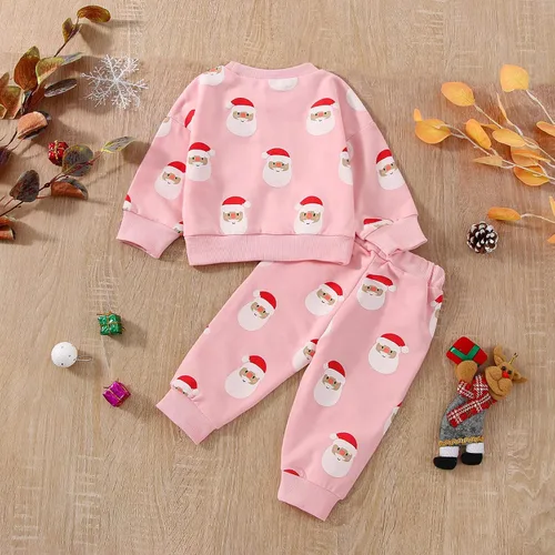 Vista 3 de Gueuusu Conjunto de sudadera de Papá Noel de manga larga para bebés, niñas y niños, ropa de otoño e invierno