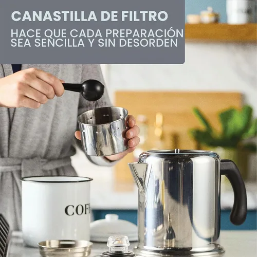 Vista 5 de Farberware Classic Yosemite - Percolador de café de acero inoxidable, 8 tazas, color plateado