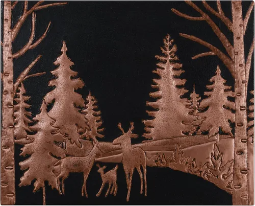Vista 2 de Protector contra salpicaduras de cocina, escena del bosque con protector contra salpicaduras de cobre de la familia de ciervos, panel de cobre
