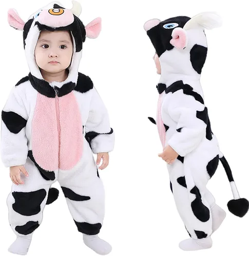 Vista 78 de Mameluco unisex de franela para bebé, disfraz de animal con capucha de dibujos animados