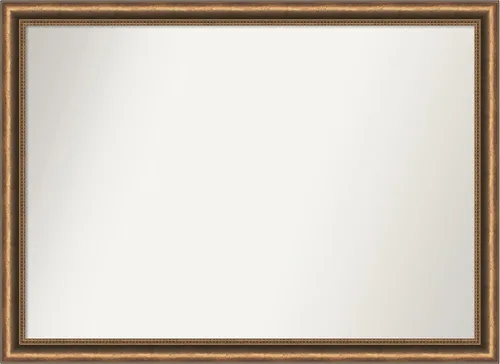 Vista 47 de Amanti Art Espejo de baño de bronce para sobre fregadero, 24 x 24 pulgadas, espejo de tocador cuadrado estrecho de bronce Manhattan, marco de madera