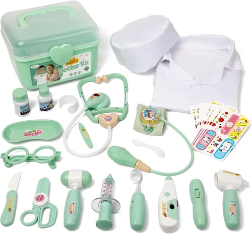 Vista 10 de Liberry Kit médico para niños pequeños de 3, 4 y 5 años, juego de médico para niñas y niños, kit médico de juego de simulación con estetoscopio