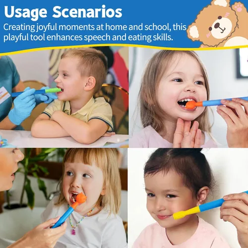 Vista 6 de Kit de estimulación sensorial oral con 6 cabezales texturizados suaves para terapia del habla y apoyo de alimentación, fuerza muscular y mejora