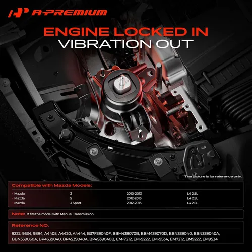 Vista 2 de A-Premium Kit de montaje del motor y montaje de la transmisión compatible con Mazda 3 2010-2013, 5 2012-2015, 3 Sport 2012-2013, 2.5L, transmisión