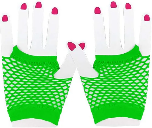 Vista 2 de EvangeliaYM - Guantes cortos de malla elástica para mujer