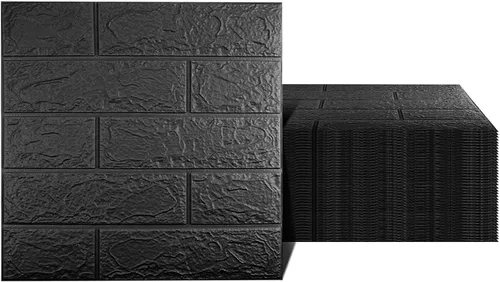 Vista 22 de 10 paneles de pared 3D negros, cobertura de 14.5 pies cuadrados, adhesivo imprimible con paneles de pared de espuma de polietileno autoadhesivos