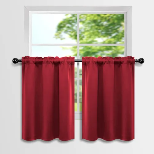 Vista 16 de Mrs.Naturall - Cortinas opacas cortas beige para ventanas pequeñas de 18x24 pulgadas de largo