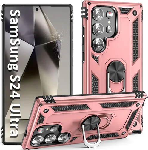 Vista 21 de Funda S24 Plus, S25 Plus, para Samsung S24+/S25+, con anillo de soporte, soporte ajustable, grado militar, protección resistente, a prueba de Azul