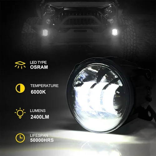 Vista 4 de Luces antiniebla LED redondas de 3.5 pulgadas, lámpara antiniebla de repuesto blanca universal para Honda, Ford, Nissan, Subaru, Suzuki, Lincoln