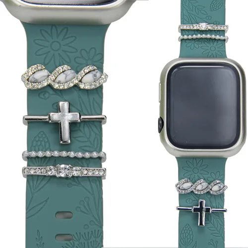 Vista 11 de Abrazaderas de Correa de Reloj - Anillos Decorativos Compatibles con Correas de Cuero de Silicona para Apple Watch - Accesorios de Correa Deslizante