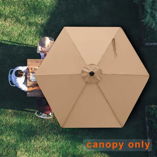 Vista 6 de MASTERCANOPY - Sombrilla de patio de 7.5 pies con toldo de repuesto de 6 varillas - Beige, solo toldo de repuesto